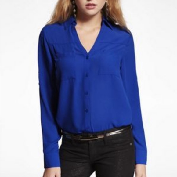 Express Tops - Express Womens Royal blue Portofino blouse size small